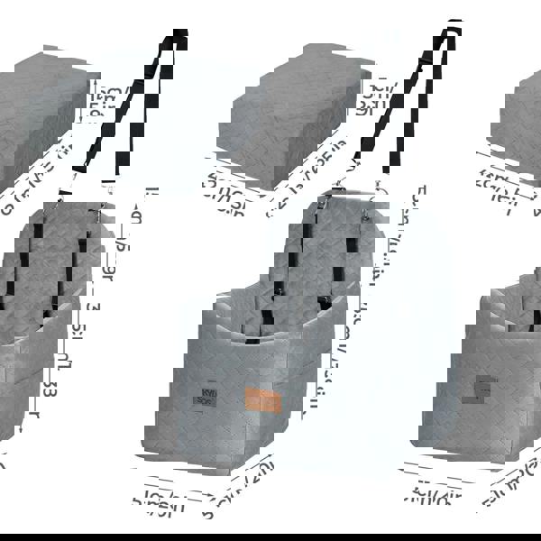 Skylos Pet Booster Dog Car Seat Safe Travel Carrier Bed Bag Basket Puppy Grey