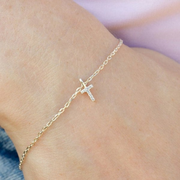 Mylee London Crystal Initial Dainty Chain Bracelet