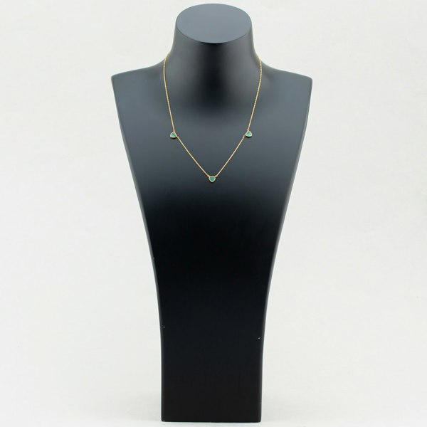T. H. Baker 9ct Yellow Gold Malachite Heart Necklace 1.19.1650