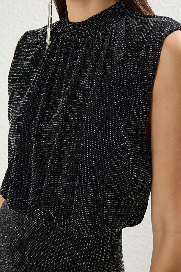 WOVCOR Glittery Knitted Elegant Long Evening Dress