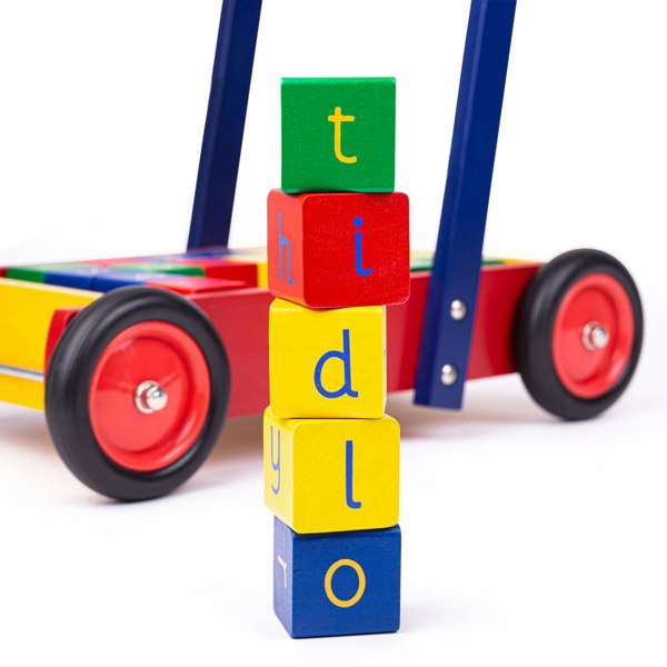 Tidlo Wooden Baby Walker With 24 Abc Stacking Blocks