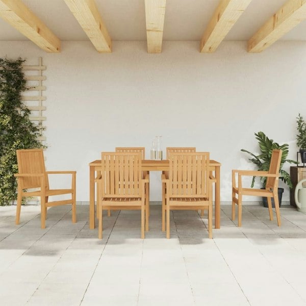 Berkfield 7 Piece Garden Dining Set Solid Wood Teak