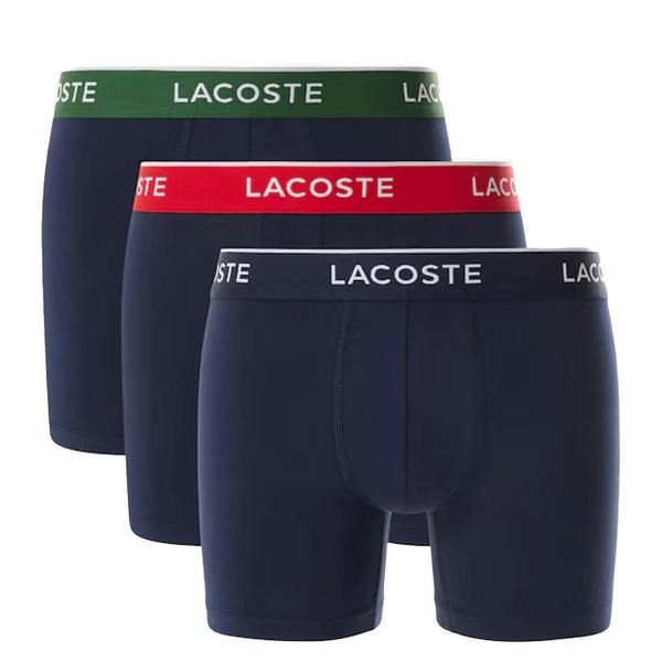 Lacoste 3 Pack Cotton Stretch Boxer Briefs Navy/Multi
