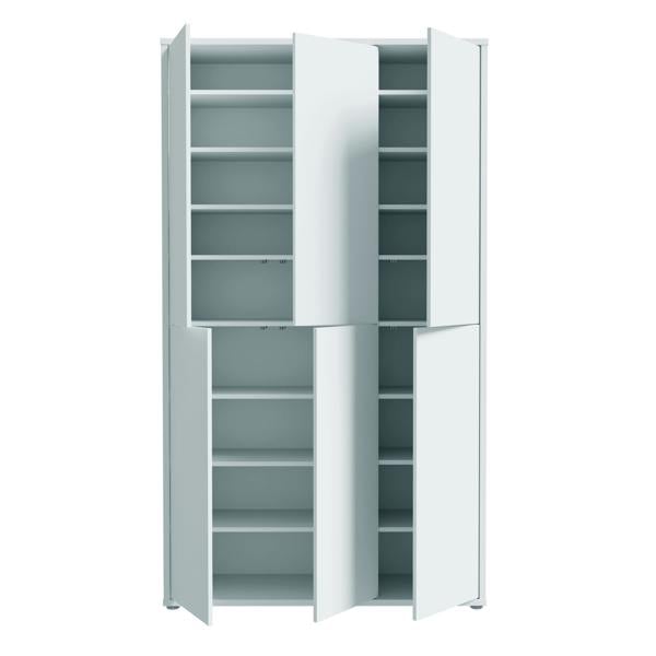 Furniture To Go Alice Springs Tall Shoe Cabinet with 6 Doors Push-to-Open in Light Grey