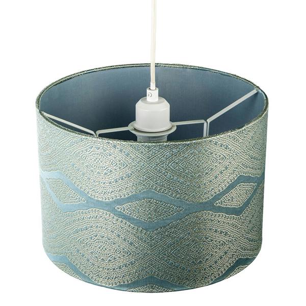 Sophisticated Duck Egg Lamp Shade with Intricate Geometric Pattern Image 3