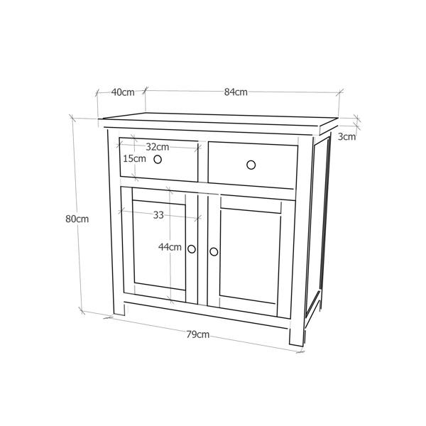 Cabinet Bits Mirano Grey 2 Drawer 2 Door Sideboard Chrome Knob