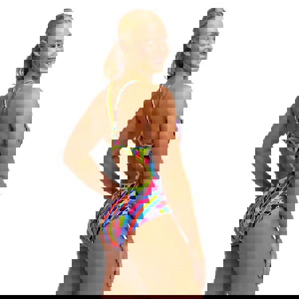 Funkita Fault Lines Diamond Back Swimsuit - Multi/Neon Green