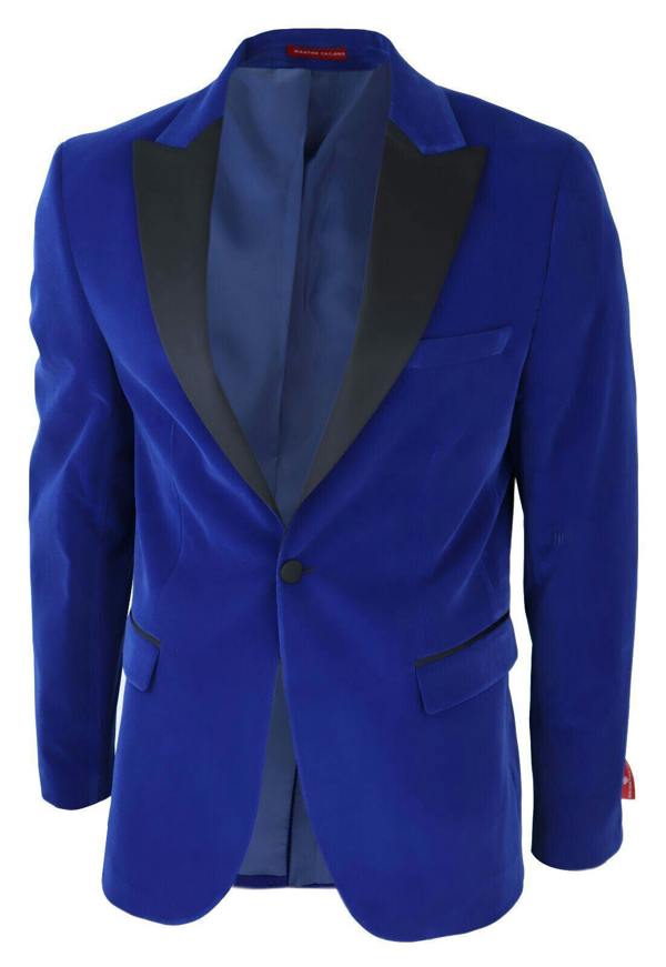 TruClothing Mens Blue Velvet Dinner Tuxedo Suit Jacket Blazer