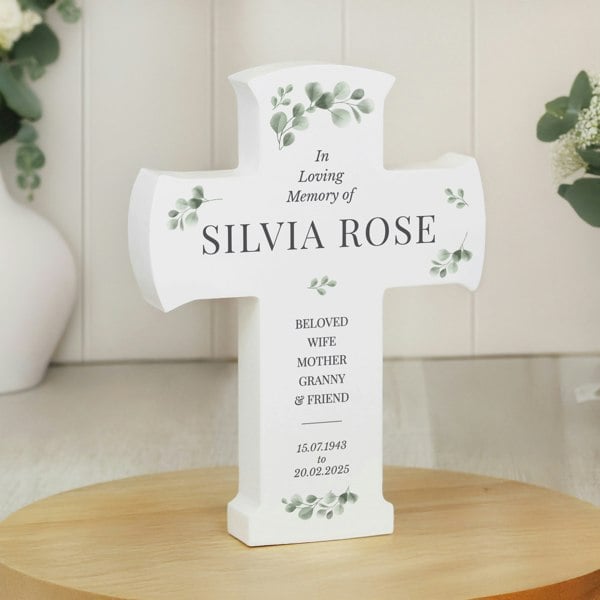 Personalised Memento Company Personalised Memorial Cross Wooden Ornament