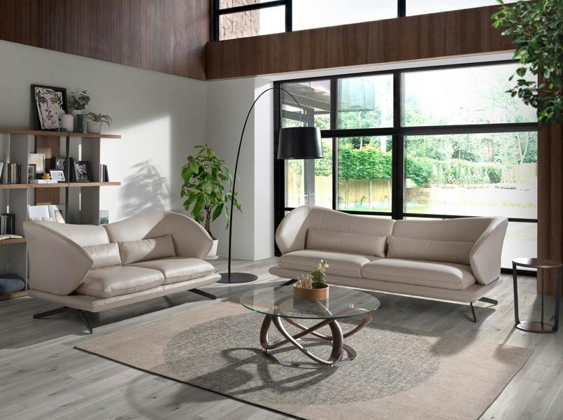 Angel Cerdá Taupe grey leather sofa 6145/6146