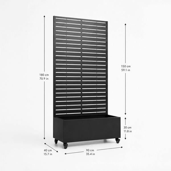 Nicoman Metal Indoor/Outdoor Privacy Screen with Plant Pot - Slats