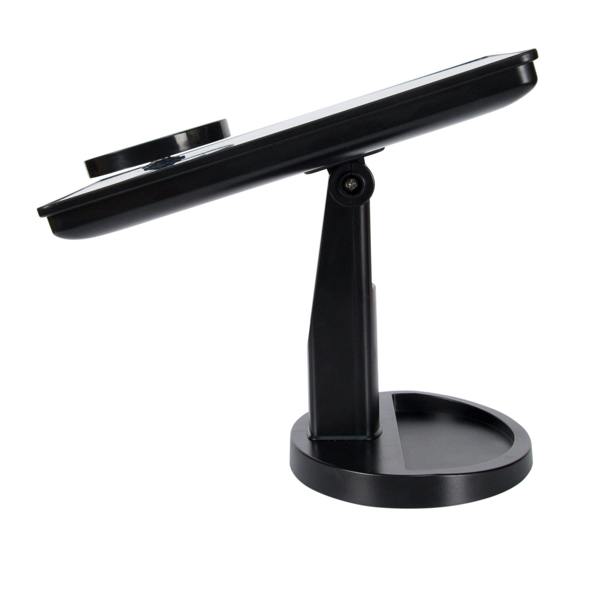 side view of 24 LED touch dimmable make up mirror tilted backwards