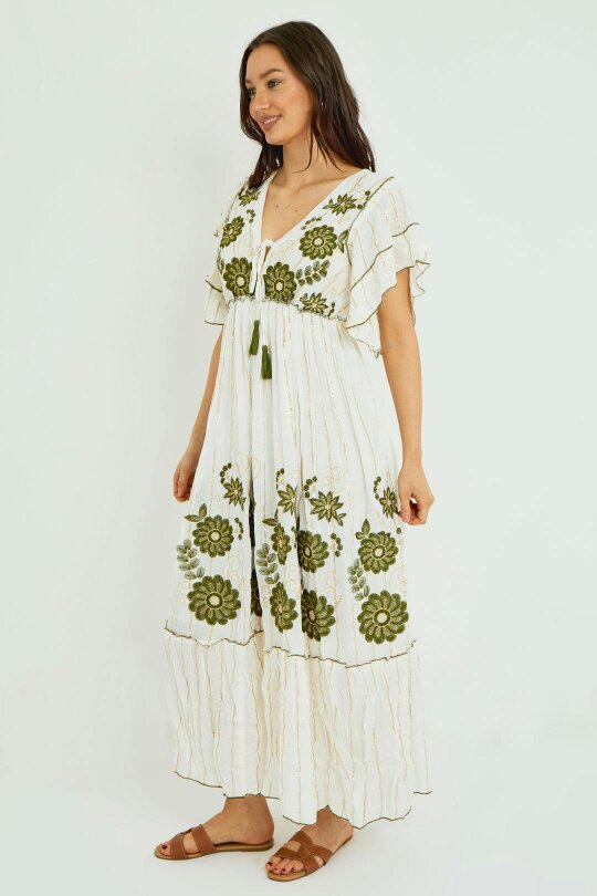 Boho Embroidered Maxi Dress