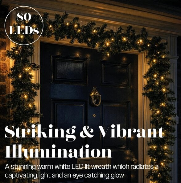 Scotts of Stow Xmas Haus LED 5m Green Garland Outdoor Decoration with Timer