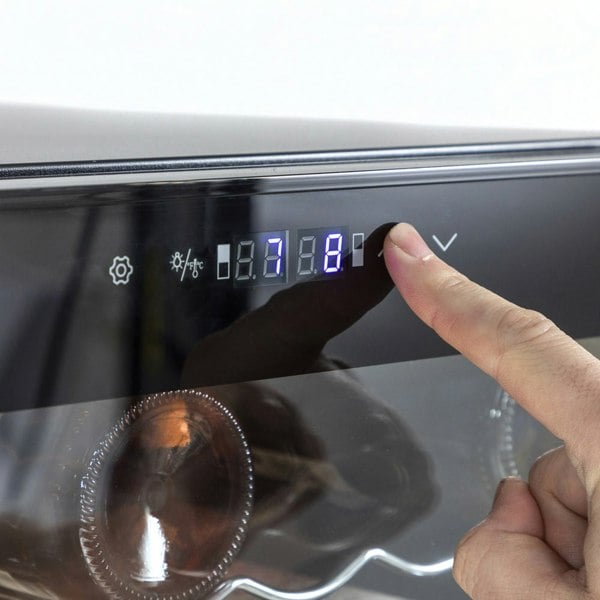 52 Bottle Dual Zone Freestanding Wine Cooler Fridge - LED Backlit BLACK & GLASS - LoopsDirect