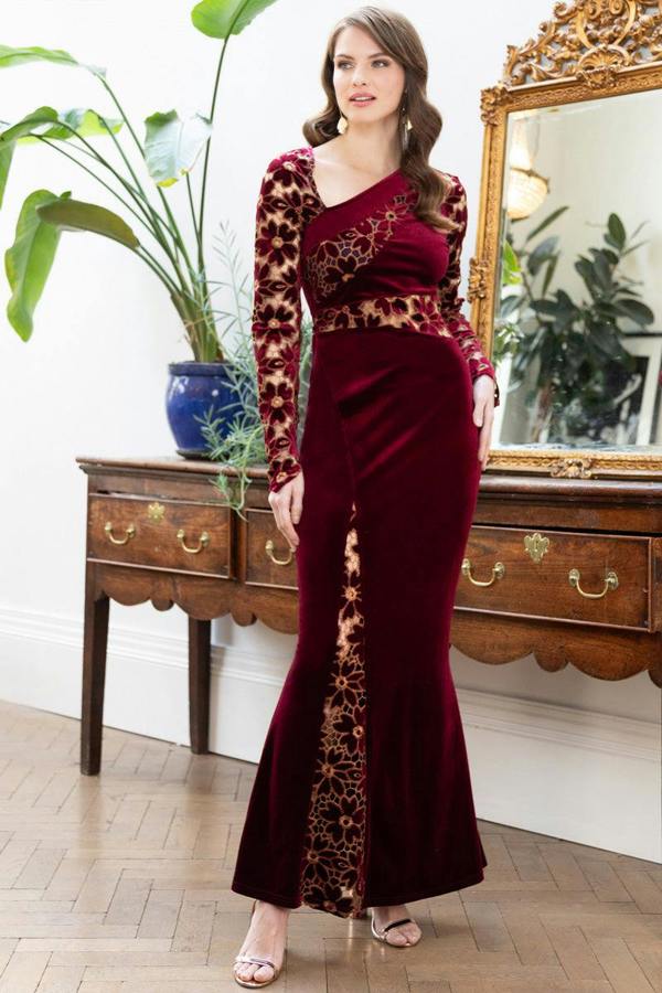 HotSquash Velvet Embroidered Gown