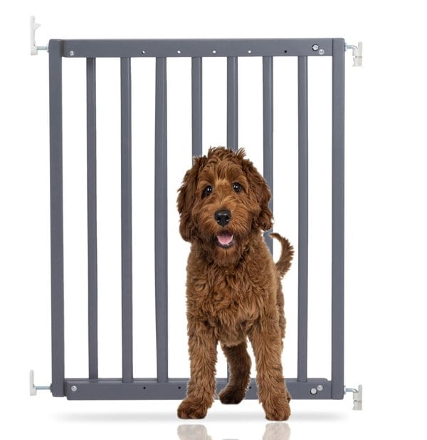 Bettacare Chunky Wooden Screw Fit Dog Gate, 63.5cm - 105.5cm, Grey, Wooden Dog Gate Gate, Screw Fit Pet Stair Gate, Puppy Gate