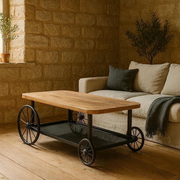 Wyld Haus Shanghai Industrial Oak and Black Modern Coffee Table