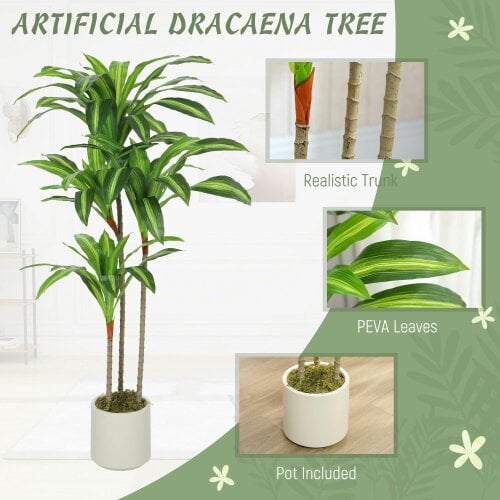 Wyld Haus Mivi Artificial Dracaena Style Tree With Flexible Trunks 120cm Green