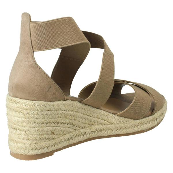 Savannah Ladies Savannah Elasticated Strap Wide Fit Wedge Heel Sandals F2308