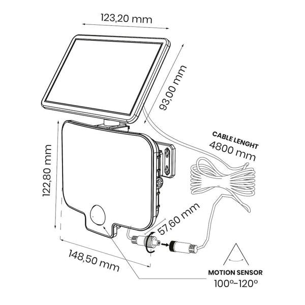 Milagro Alex Solar Floodlight 600Lm 4000K Ip44 Black