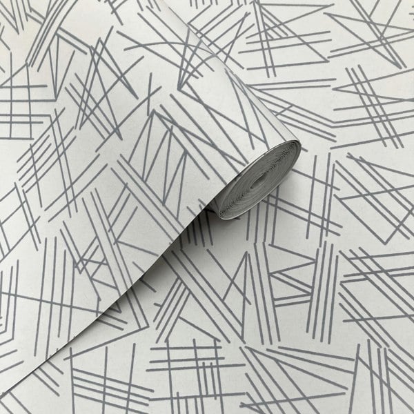 Tilt grey flock wallpaper