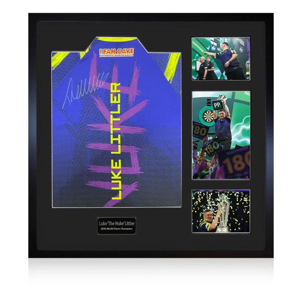 Luke Littler 2026 World Champion Signed Shirt Elite Frame.