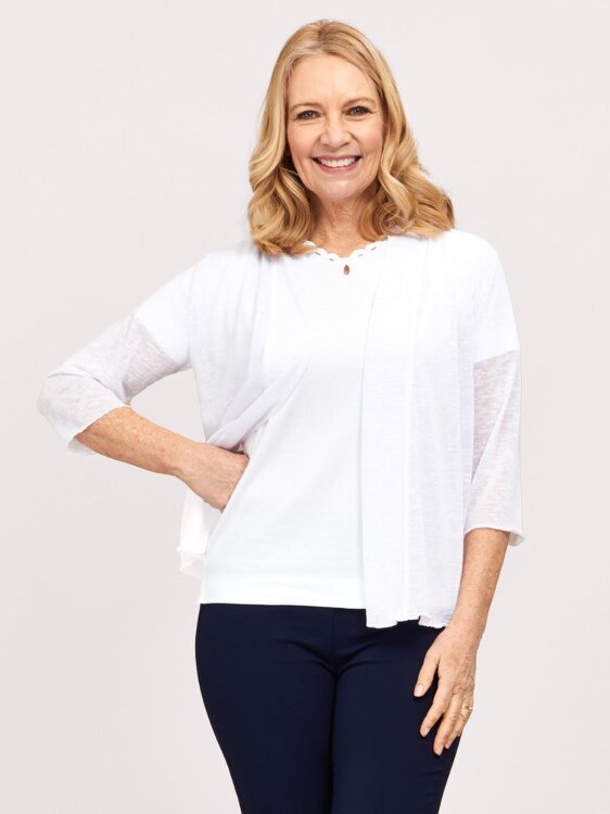 PennyPlain Cardi 3qs - White