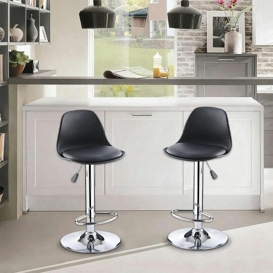 Havendro 2PCS Bar Stools Adjustable Breakfast Swivel Gas Lift Chair Kitchen Cafe Pub Tool
