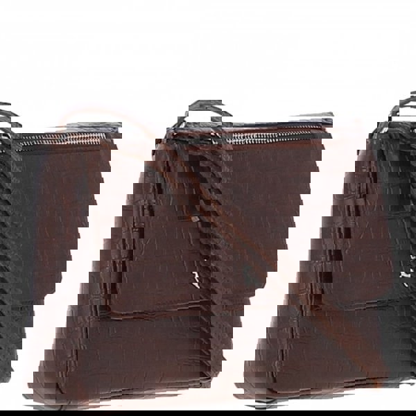 Ashwood Valentina Flap Over Croc Print Real Leather Shoulder Bag: MC5