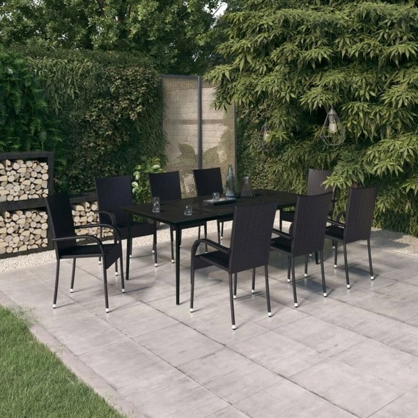 Berkfield 9 Piece Garden Dining Set Black