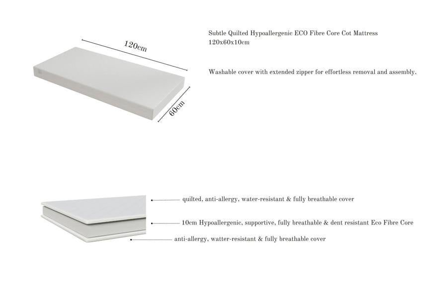 Viculii Subtle Hypoallergenic ECO Fibre Core Cot Mattress