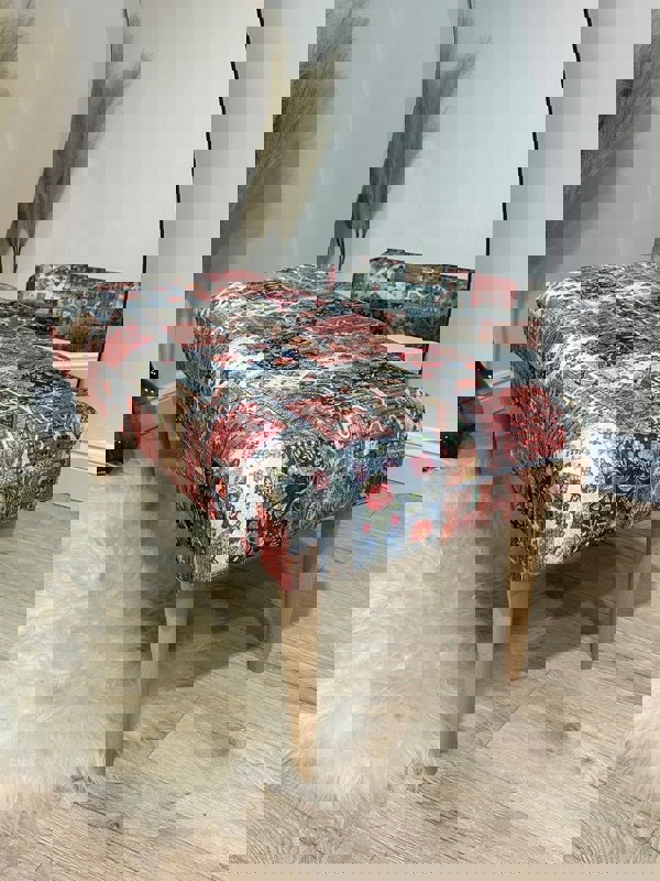 PREMIUM PRINTED PATTERN FABRIC FOOTSTOOL POUFFE FOOTREST TABLE - ISTOOLS