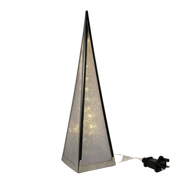 Samuel Alexander 45cm Premier Christmas Holographic Pyramid Silver Frame-16 Warm White Led
