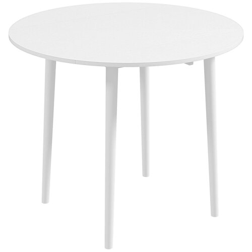 Wyld Haus Zinise Solid Wood White Round Folding Dining Table Seating 4 With TaFauxred Legs