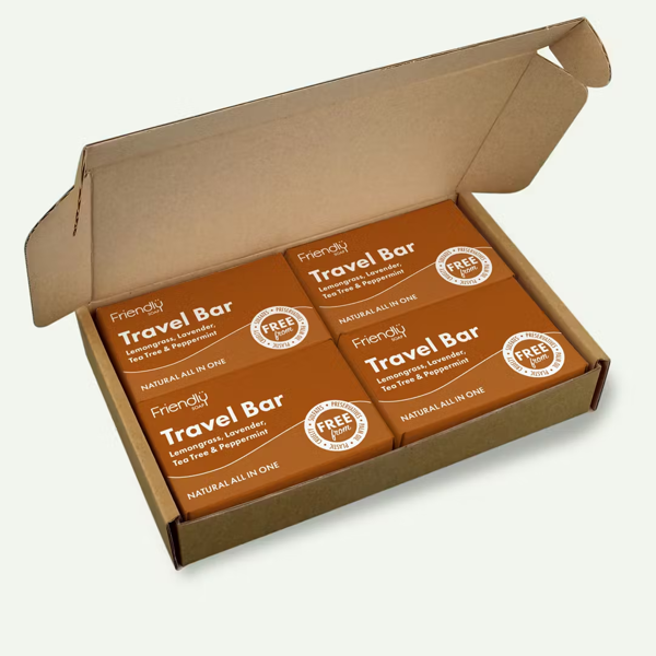 Friendly Soap - Travel Bar - Hair, Body, Laundry & Insect repellant - 4 X 95g