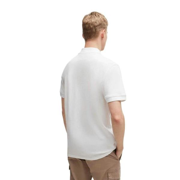 Boss Mens Prime Cotton Regular Short-Sleeved Polo Shirt - White - 