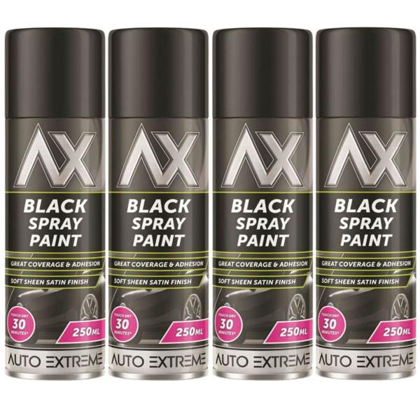 Auto Extreme 4X Auto Extreme Black Satin Spray Paint 250ml