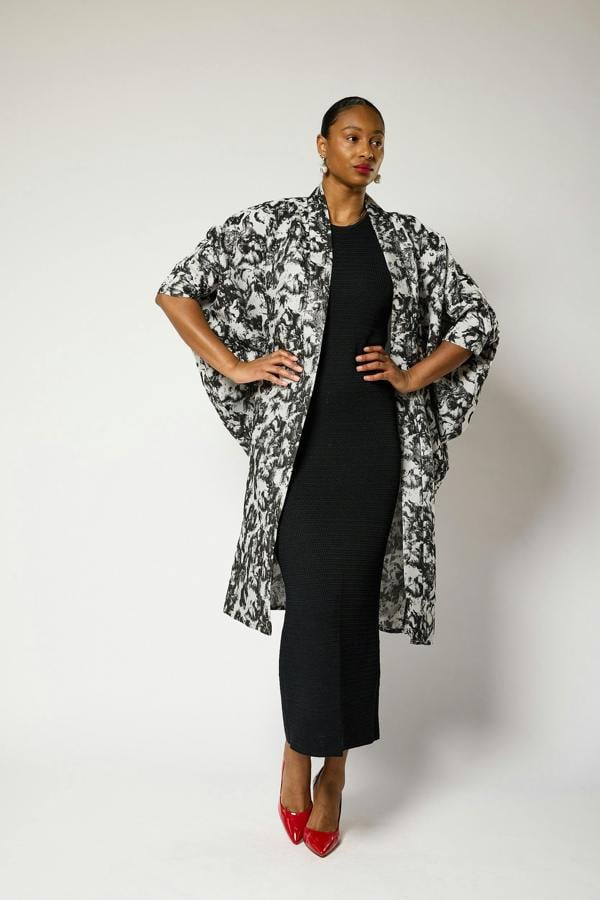 Lioness by TF Monochrome Brocade Kimono Jacket