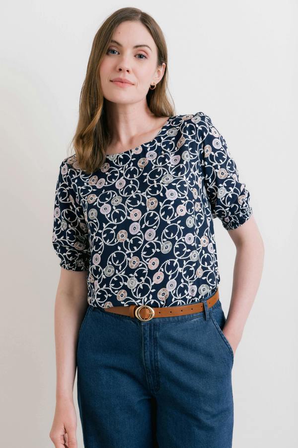 Meadow Printed Top Navy