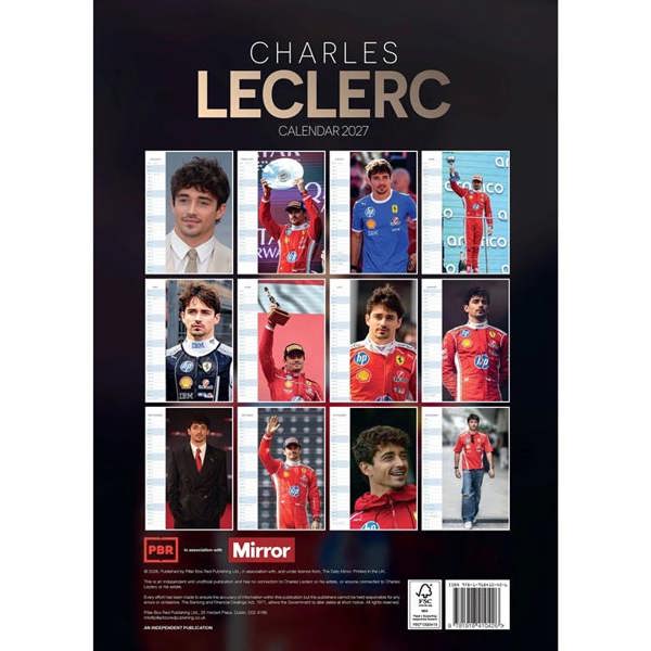 Charles Leclerc A3 Calendar 2027, Wall Calendars, Month To View, Sports, Gift