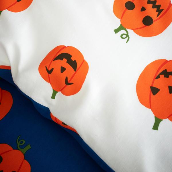 Catherine Lansfield Halloween Pumpkins Reversible Duvet Cover Set Navy Blue