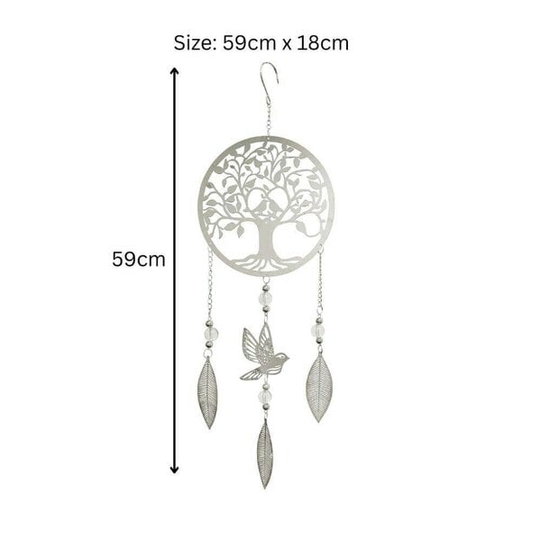 EDH Door Hardware Tree Stainless Steel Hanging Dreamcatcher – 59cm x 18cm | Elegant Outdoor & Indoor Wind Spinner | Boho Metal Dream Catcher