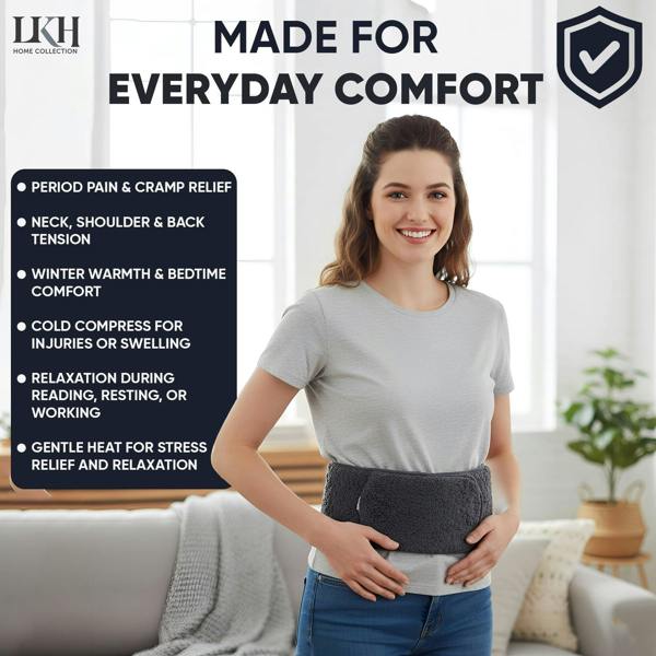 LKH HOME COLLECTION Wearable Hot Water Bottle with Cover UK - 1Litre Wrap Around Hot Water Bottles with Adjustable Belt, Luxurious Sherpa