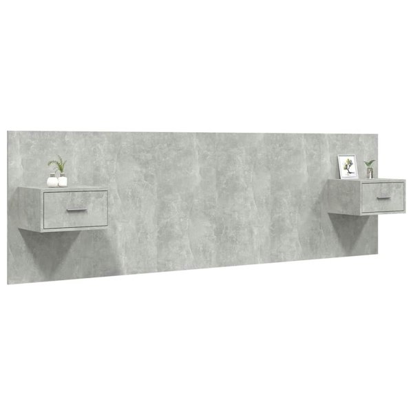 Berkfield Bed Headboard with Cabinets Concrete Grey Engineered Wood