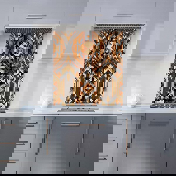 Warren Reed - Designer Black And Brown Intricate Pattern Kitchen Splashback