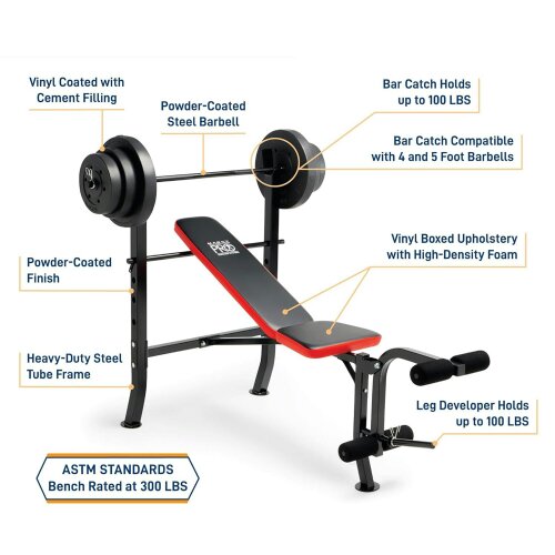 Marcy PM2084 Weight Bench & 45kg Weights Leg Developer