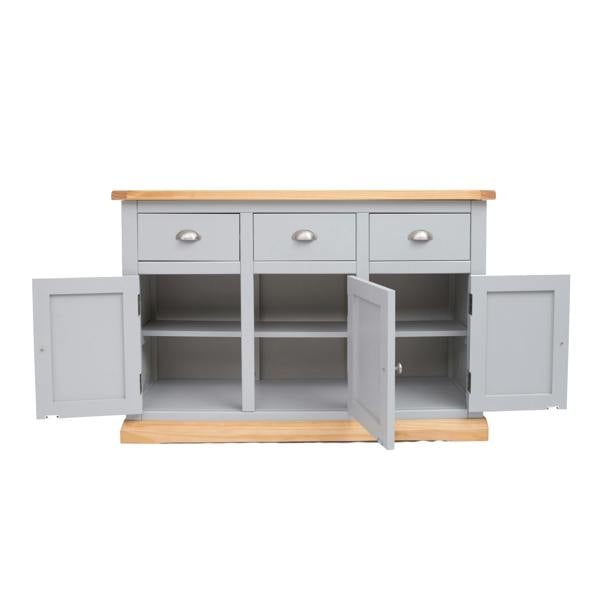 Cabinet Bits Bomporto Light Grey 3 Drawer 3 Door Sideboard Chrome Cup Handle