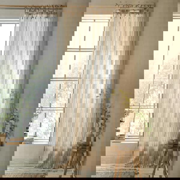 Pineapple Elephant Zanzibar Woven Stripe Voile Curtain Panel Natural