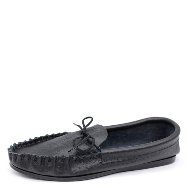 Mokkers Coopers Moccasin Traditional Mens Leather Outdoor Slippers - Black - 6 UK